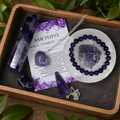 Juego de regalo de cristal de amatista para apoyo y protección emocional, piedras preciosas pulidas reales.