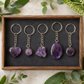 Amethyst Key Chain, Gemstone Keychain Crystal Key Ring (Intuition and Grief)