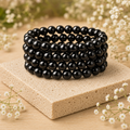 Pulsera de turmalina negra 4MM, 6MM, 8MM, 10MM, 12MM Una pulsera de cuentas redondas, pulsera de piedras preciosas Piedras curativas