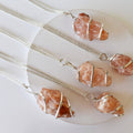 Sunstone Raw Gemstone Pendant, Wire Wrapped Crystal Stone Pendant