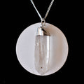 Clear Quartz Rough Stone Pendants, Electroplated Silver Real Crystal Necklaces