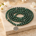 Green Jade Beads Mala Bracelet, 108 Prayer Beads Necklace (self-sufficiency and Friendship)