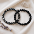 Hematite Black Onyx Matt Couple Bracelets, Anniversary Gift (Manifestation and Confidence)
