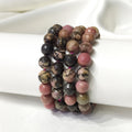 Faceted Rhodonite Beads Bracelet, Crystal Bracelet.