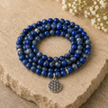 Lapis Lazuli Beads Mala Bracelet, 108 Prayer Beads Necklace (Truth and Confidence)