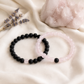 Lava Rose Quartz Couple Bracelets, Anniversary Gift (Creativity and Empathy)