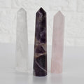 Pack of 3 Natural Crystal Tower Points, Genuine Quartz Crystal Wands