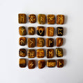 Juegos de runas de ojo de tigre con bolsa de terciopelo negro y tarjeta de runas, juego de runas Futhrak del anciano