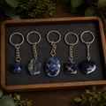 Sodalite Key Chain, Gemstone Keychain Crystal Key Ring (Meditation and Angelic Communication )
