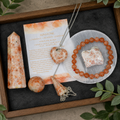 Juego de regalo de cristal Sunstone para apoyo y protección emocional, piedras preciosas pulidas reales.