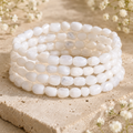 Natural White Rainbow Moonstone Nugget Bracelet