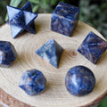 7 pcs Sodalite Platonic Solids Sacred Geometric Set, Crystal Geometry Set