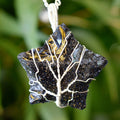 Pendentifs enveloppés de fil d'étoile de grès bleu, pierre précieuse de cristal enveloppé d'étoile ~ collier en argent avec chaîne,