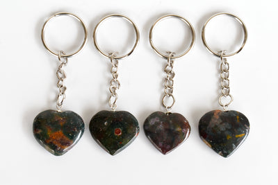 Bloodstone Key Chain, Gemstone Keychain Crystal Key Ring (Altruism and Cleansing)