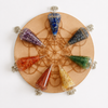Chakra Crystals Orgone Pendulums Set, with Wooden Grid Plate, Selenite Log