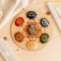Juego de piedras de palma de 7 chakras, piedras preciosas de bolsillo ovaladas pulidas naturales en caja de madera de tablero de rejilla de cristal, kit de curación para principiantes, regalo para él y ella