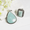 Natural Amazonite Gemstone Jewelry Combo Set for Women | Ring & Pendant