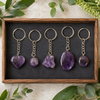 Amethyst Key Chain, Gemstone Keychain Crystal Key Ring (Intuition and Grief)