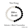 Yin Yang Balance Crystal Bracelet, Selenite, Black Tourmaline Crystal Healing Spiritual Support Balance