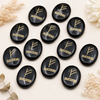 Natural Black Agate Flat Stones, Oval Engraved Success Crystals (Success and Goals)