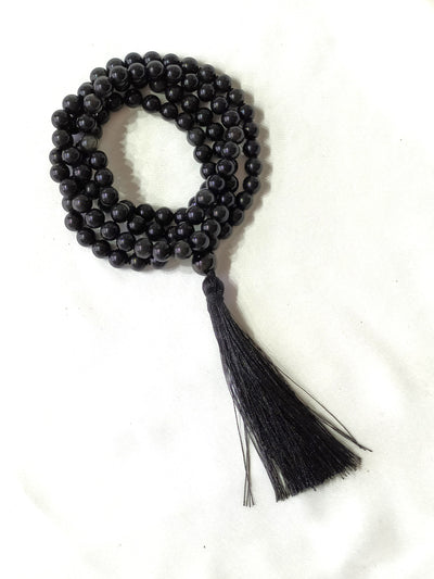 Black Obsidian Gemstone Mala, 108 Prayer Bead Mala.