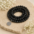 Black Tourmaline Beads Mala Bracelet, 108 Prayer Beads Necklace (Physical Ailments and Growth)