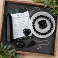 Black Tourmaline Crystal Gift Set For Emotional Support and Protection, Real Polished Gemstones.
