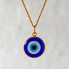 PERIMADE Turkish Evil Eye Pendant Necklace Charm, Blue Glass Evil Eye Bracelet Electroplated Gold Charm