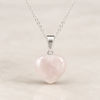 Colgante de corazón de cuarzo rosa, colgantes de cuarzo rosa de piedra en forma de corazón