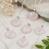 Rose Quartz Heart Pendant, Heart Shaped Stone Rose Quartz Pendants.