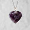 Colgante de corazón de cristal de amatista, collares en forma de corazón genuinos, dijes de piedras preciosas pulidas