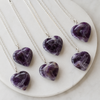 Colgante de corazón de cristal de amatista, collares en forma de corazón genuinos, dijes de piedras preciosas pulidas