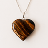 Colgante de corazón de cristal de ojo de tigre real, collares en forma de corazón genuinos, dije de piedra preciosa pulida