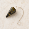 Péndulo hexagonal facetado de labradorita, péndulo de cristal