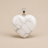 Colgante de corazón de cristal Howlite pulido, dijes de piedras preciosas pulidas, collares en forma de corazón genuinos