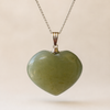Colgante de corazón de cristal de aventurina verde real, collares en forma de corazón genuinos, encanto de piedra preciosa pulida