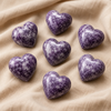 Cristal de corazón de lepidolita pulido, corazón de bolsillo grande de 2 pulgadas Corazón de cristal hinchado