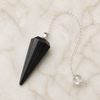 Péndulo Hexagonal Facetado de Turmalina Negra, Péndulo de Cristal