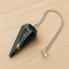 Péndulo hexagonal facetado de ágata musgosa, péndulo de cristal
