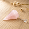 Péndulo hexagonal facetado de cuarzo rosa, péndulo de cristal