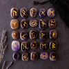 Conjuntos de runas de amatista con bolsa de terciopelo negro y tarjeta de runas, conjunto de runas Futhrak del élder