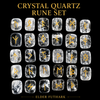 Conjuntos de runas de cuarzo de cristal con bolsa de terciopelo negro y tarjeta de runas, conjunto de runas Futhrak del élder