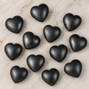 Cristal de corazón negro de Shungite pulido, corazón de bolsillo grande de 2 pulgadas Corazón de cristal hinchado