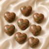 Cristal de corazón de unakita pulido, corazón de bolsillo grande de 2 pulgadas Corazón de cristal hinchado