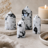 Puntos de cristal de piedra lunar del arco iris real, piedras preciosas pulidas facetadas talladas a mano naturales, rebanadas de piedra genuinas a granel al por mayor para exhibición en el hogar