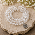 Crystal Quartz Beads Mala Bracelet, 108 Prayer Beads Necklace (Concentration and Harmony)