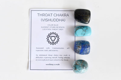 THROAT Chakra Crystals Kit, Chakra's Stones Tumbled Set, Chakra's Gift