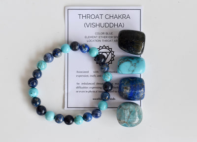 THROAT Chakra Crystals Kit, Chakra's Stones Tumbled Set, Chakra's Gift