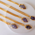 Pendentif en pointe de flèche d'améthyste ~ Pendentifs en cristaux d'or plaqués avec chaîne