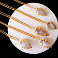Rose Quartz Arrowheads Pendants, Electroplated Gold Crystals Pendants with Chain